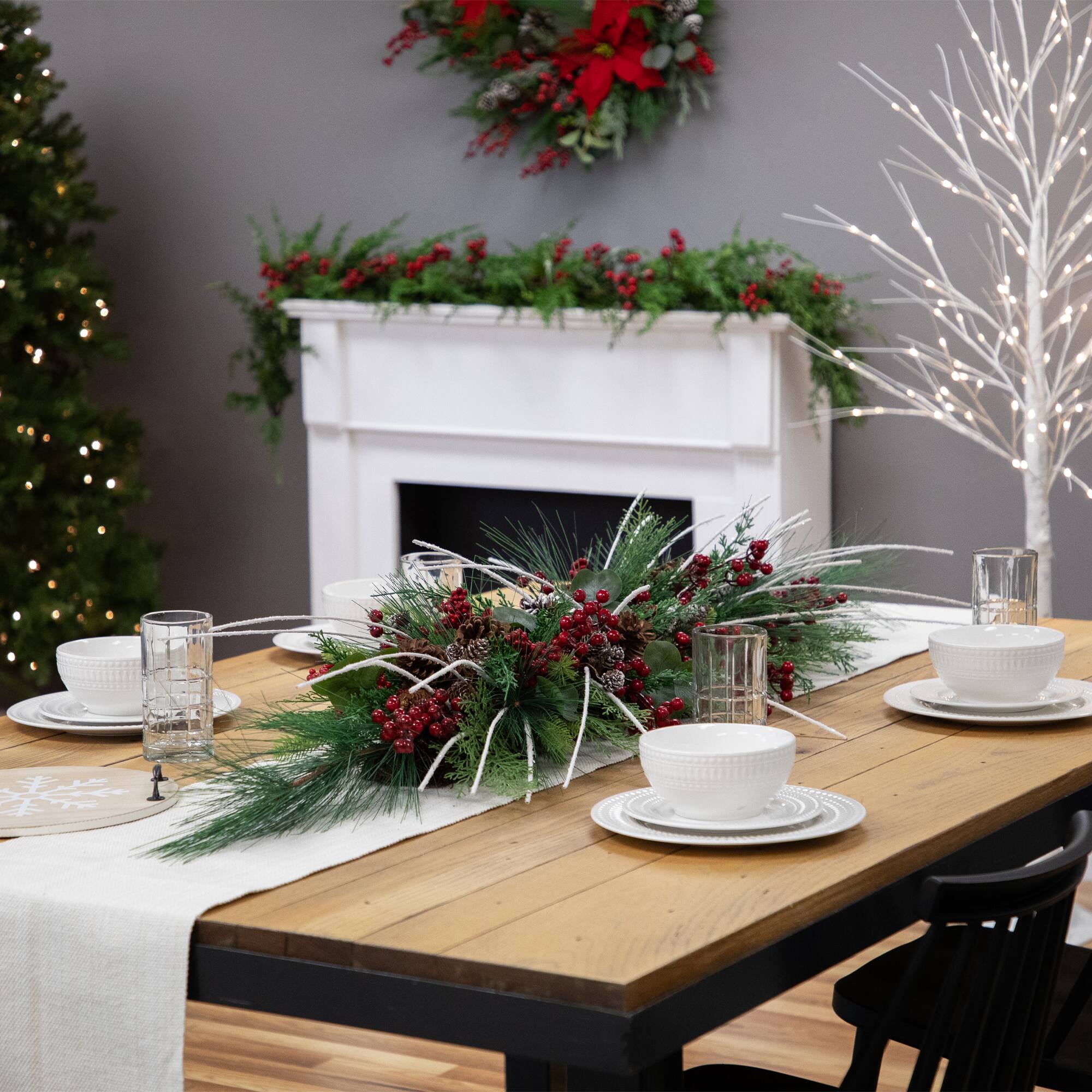 Real Touch™ 5ft. Unlit Berries & Birch Twigs Artificial Pine Christmas Swag